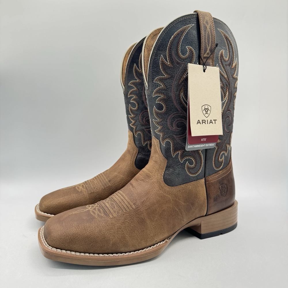 Ariat Lasco Western Boots Men's Size 9 D Blue Leather Bantam Weight